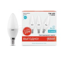 Лампа светодиодная Elementary Candle 7Вт E14 4100К ПРОМО (уп.3шт) Gauss 33127T