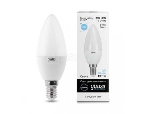 Лампа светодиодная Elementary Candle 8Вт E14 6500К Gauss 33138