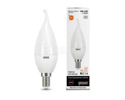 Лампа светодиодная Elementary Candle Tailed E14 6Вт 3000К Gauss 34116