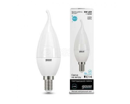 Лампа светодиодная Elementary Candle Tailed E14 6Вт 4100К Gauss 34126