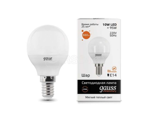 Лампа светодиодная Elementary Globe 10Вт E14 3000К Gauss 53110