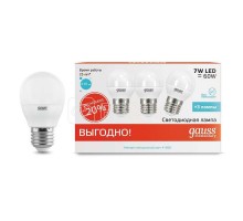Лампа светодиодная Elementary Globe 7Вт E27 4100К ПРОМО (уп.3шт) Gauss 53227T