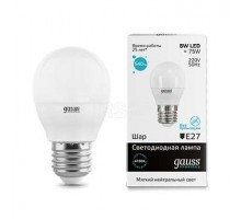 Лампа светодиодная Elementary Globe E27 8Вт 4100К Gauss 53228