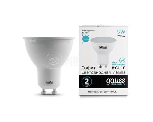 Лампа светодиодная Elementary MR16 9Вт 4100К GU10 660лм Gauss 13629