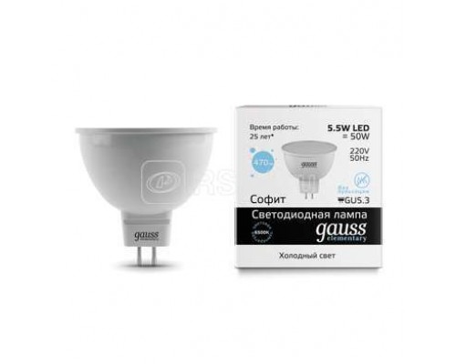 Лампа светодиодная Elementary MR16 GU5.3 5.5Вт 6500К Gauss 13536