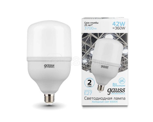 Лампа светодиодная Elementary T120 E27 42Вт 3700лм 180-240В 6500К Gauss 63234