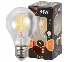 Лампа светодиодная F-LED A60-9W-827-E27 (филамент груша 9Вт тепл Е27) (10/100/1500) ЭРА Б0043433