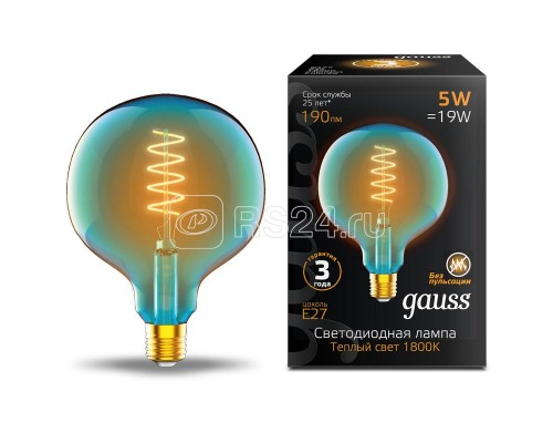 Лампа светодиодная Filament Flexible G125-C 5Вт 190лм 1800К E27 125х178мм гол. Gauss 1013802105