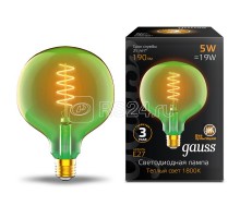 Лампа светодиодная Filament Flexible G125-C 5Вт 190лм 1800К E27 125х178мм зел. Gauss 1012802105