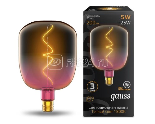 Лампа светодиодная Filament Flexible V140-DC 5Вт 200лм 1800К E27 140х200мм роз. Gauss 1010802105