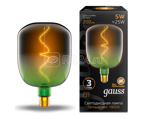 Лампа светодиодная Filament Flexible V140-DC 5Вт 200лм 1800К E27 140х200мм зел. Gauss 1009802105