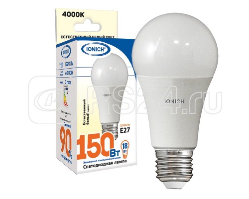 Лампа светодиодная ILED-SMD2835-A60-18-1500-220-4-E27 IONICH 1615
