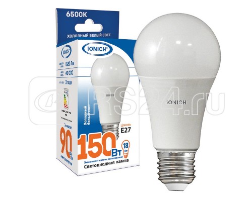 Лампа светодиодная ILED-SMD2835-A60-18-1500-220-6.5-E27 IONICH 1616
