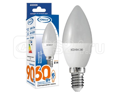 Лампа светодиодная ILED-SMD2835-C37-6-540-220-6.5-E14 (1118) IONICH 1530