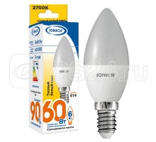 Лампа светодиодная ILED-SMD2835-C37-6-540-230-2.7-E14 C37 6Вт Свеча 2700К тепл. бел. Е14 230В IONICH 1630