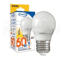 Лампа светодиодная ILED-SMD2835-G45-6-540-220-2.7-E27 (1094) IONICH 1564