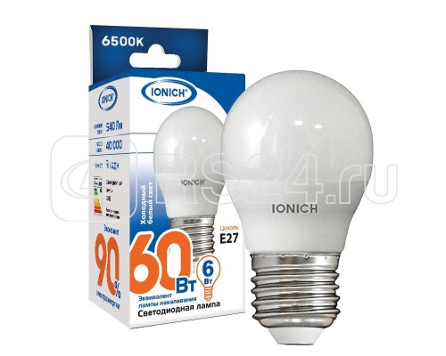 Лампа светодиодная ILED-SMD2835-G45-6-540-220-6.5-E27 (1116) IONICH 1543