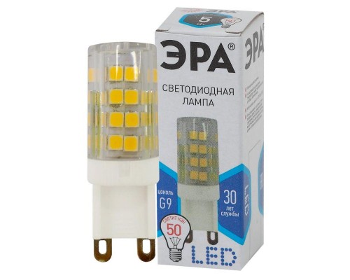 Лампа светодиодная JCD-5w-220V-corn ceramics-840-G9 400лм ЭРА Б0027864