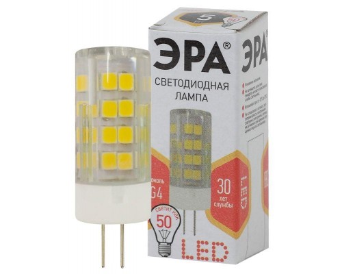 Лампа светодиодная JC-5w-220V-corn ceramics-827-G4 400лм ЭРА Б0027857