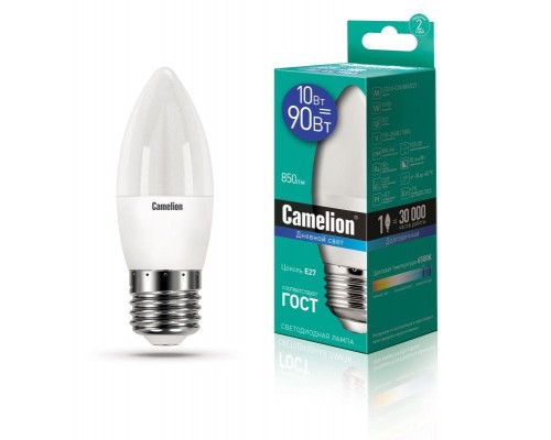 Лампа светодиодная LED10-C35/865/E27 10Вт 220В Camelion 13564
