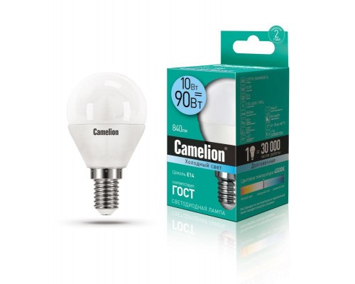 Лампа светодиодная LED10-G45/845/E14 10Вт 220В Camelion 13567