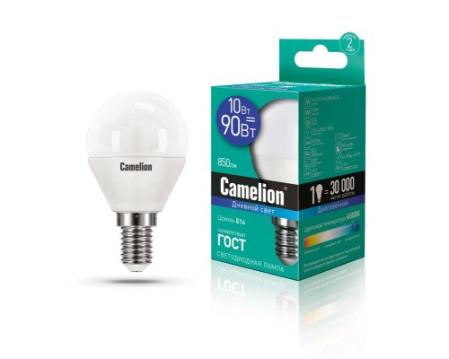 Лампа светодиодная LED10-G45/865/E14 10Вт 220В Camelion 13569
