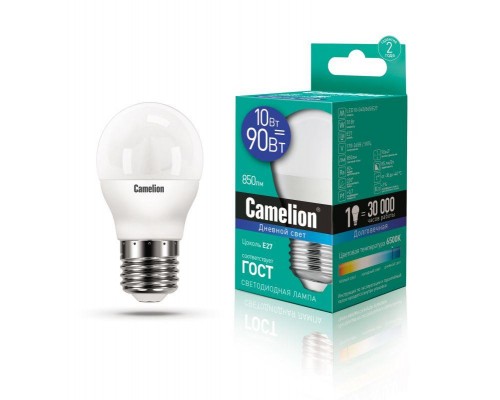 Лампа светодиодная LED10-G45/865/E27 10Вт 220В Camelion 13570