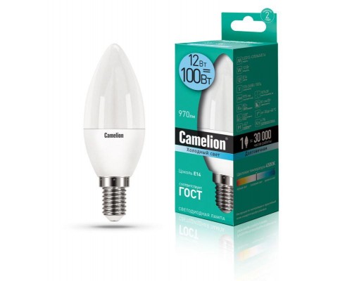 Лампа светодиодная LED12-C35/845/E14 12Вт 220В Camelion 13689
