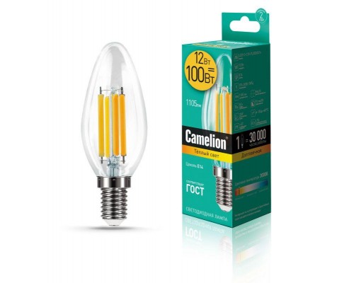 Лампа светодиодная LED12-C35-FL/830/E14 12Вт 220В Camelion 13708