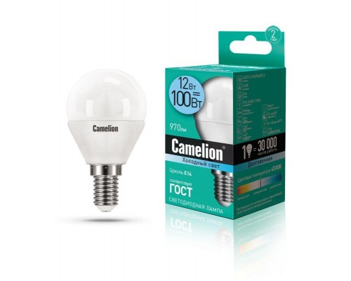 Лампа светодиодная LED12-G45/845/E14 12Вт 220В Camelion 13695