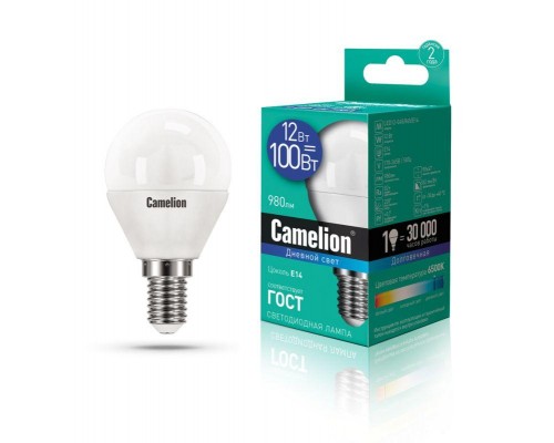 Лампа светодиодная LED12-G45/865/E14 12Вт 220В Camelion 13697