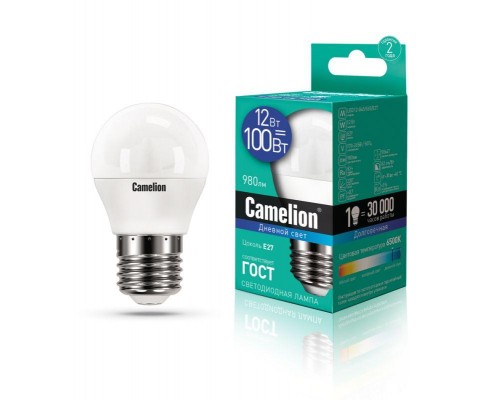 Лампа светодиодная LED12-G45/865/E27 12Вт 220В Camelion 13698
