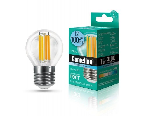Лампа светодиодная LED12-G45-FL/845/E27 12Вт 220В Camelion 13715