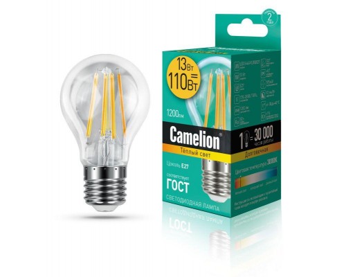 Лампа светодиодная LED13-A60-FL/830/E27 12Вт 220В Camelion 13716