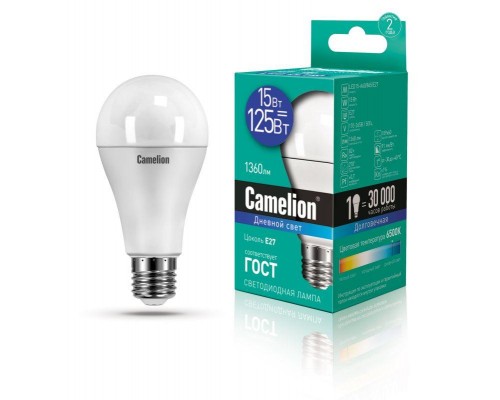 Лампа светодиодная LED15-A60/865/E27 15Вт грушевидная 220В Camelion 12713