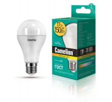 Лампа светодиодная LED17-A65/830/E27 17Вт грушевидная 3000К тепл. бел. E27 1470лм 170-265В Camelion 12308
