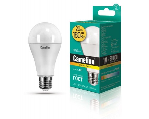 Лампа светодиодная LED20-A65/830/E27 20Вт 220В Camelion 13164