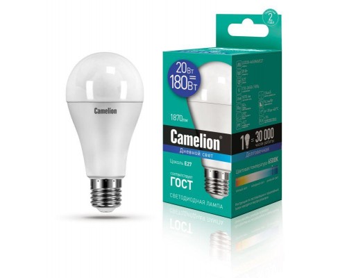 Лампа светодиодная LED20-A65/865/E27 20Вт 220В Camelion 13166