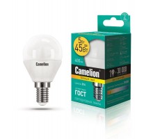 Лампа светодиодная LED5-G45/830/E14 5Вт шар 3000К тепл. бел. E14 390лм 220-240В Camelion 12027