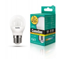 Лампа светодиодная LED5-G45/830/E27 5Вт шар 3000К тепл. бел. E27 390лм 220-240В Camelion 12028