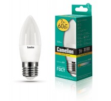 Лампа светодиодная LED7-C35/830/E27 7Вт свеча 3000К тепл. бел. E27 530лм 220В Camelion 12077