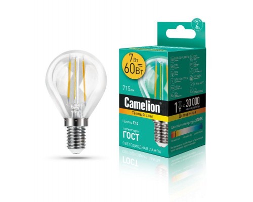 Лампа светодиодная LED7-G45-FL/830/E14 7Вт 220В Camelion 13456