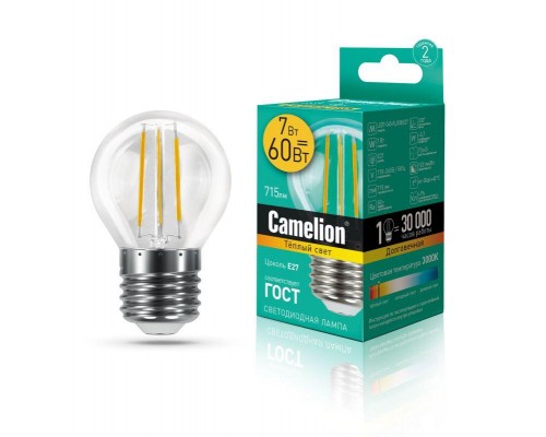 Лампа светодиодная LED7-G45-FL/830/E27 7Вт 220В Camelion 13457