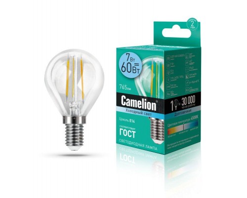Лампа светодиодная LED7-G45-FL/845/E14 7Вт 220В Camelion 13458