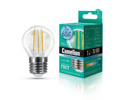 Лампа светодиодная LED7-G45-FL/845/E27 7Вт 220В Camelion 13459