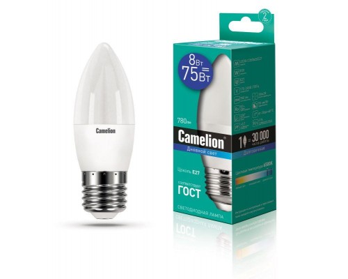Лампа светодиодная LED8-C35/865/E27 8Вт 220В Camelion 13372
