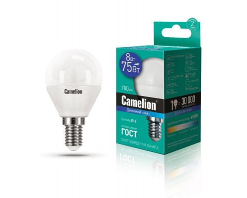 Лампа светодиодная LED8-G45/865/E14 8Вт 220В Camelion 13371