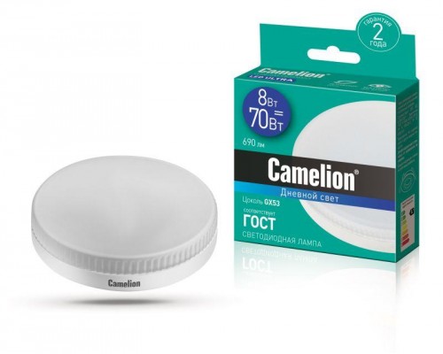 Лампа светодиодная LED8-GX53/865/GX53 8Вт 220В Camelion 13614