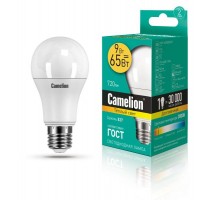 Лампа светодиодная LED9-A60/830/E27 9Вт грушевидная 3000К тепл. бел. E27 680лм 220-240В Camelion 12043