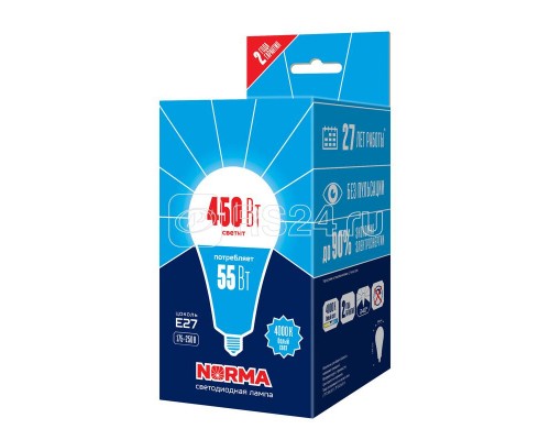 Лампа светодиодная LED-A140-55W/4000K/E27/FR/NR Norma 4000K упак. картон мат. Volpe UL-00005614